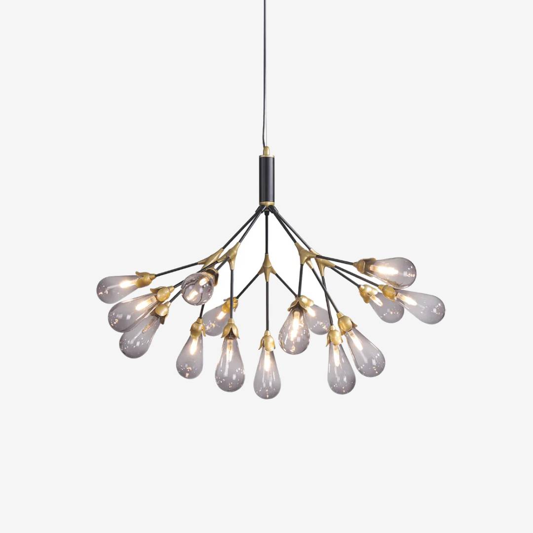 Lustre moderne en branche dorée, luminaire de plafond contemporain pour salons et salles à manger | Lersk