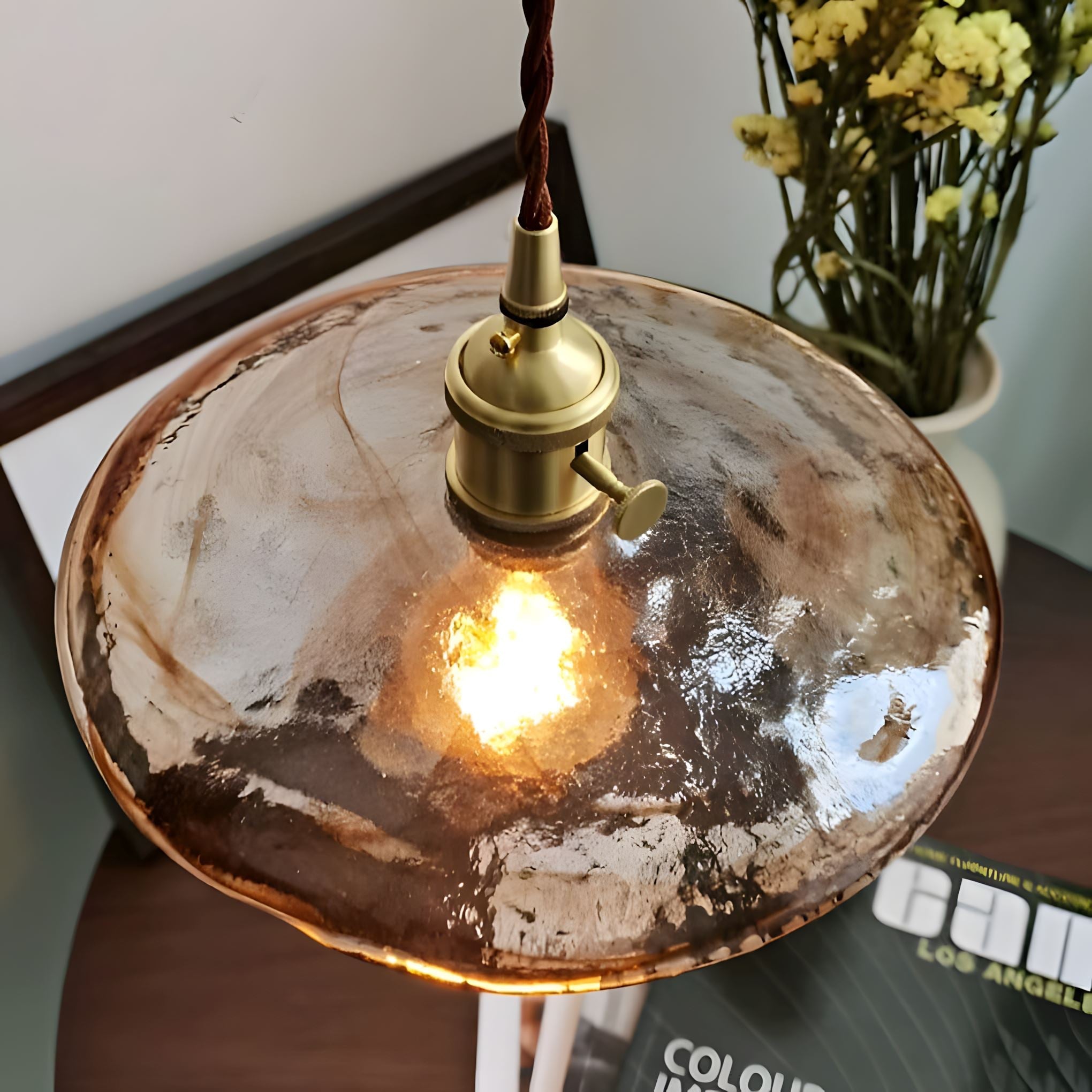 Aurelia Elegant Modern Glass Copper Kitchen Pendant Lighting | Lersk