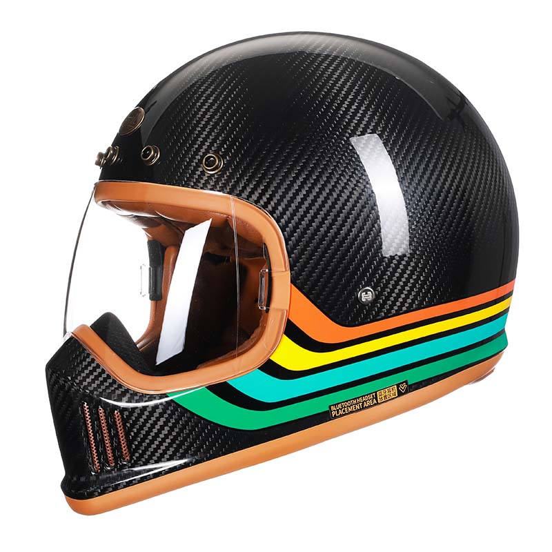 Casque intégral de moto en fibre de carbone authentique pour motards, homologué DOT ECE F389TS | Lersk