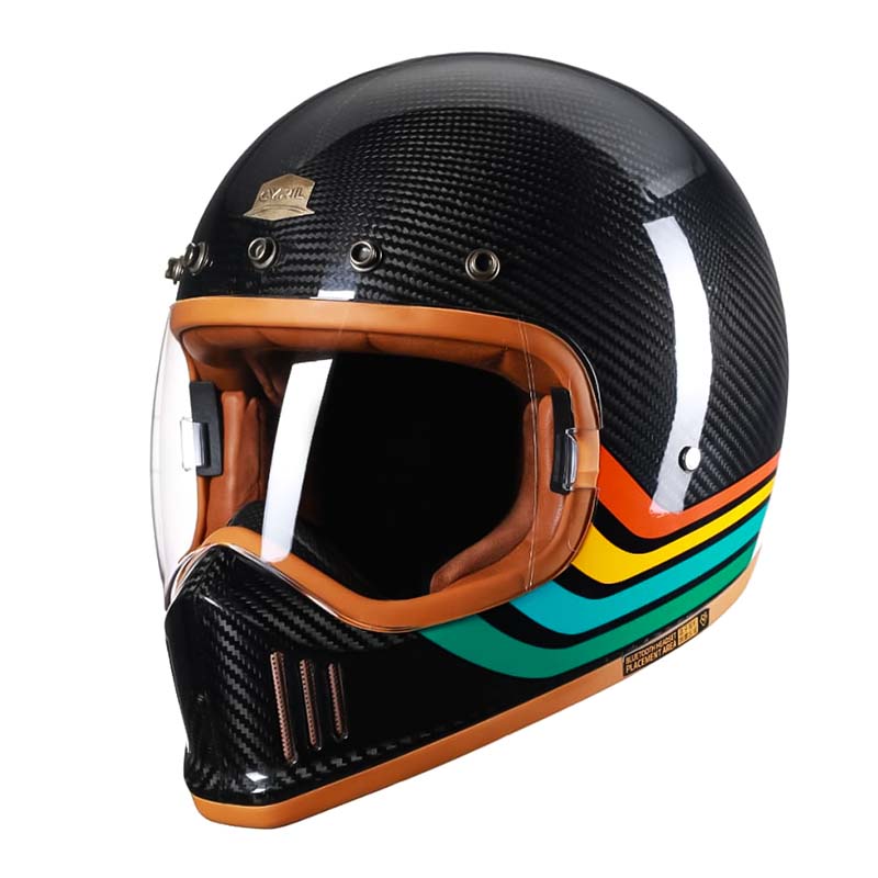 Casque intégral de moto en fibre de carbone authentique pour motards, homologué DOT ECE F389TS | Lersk