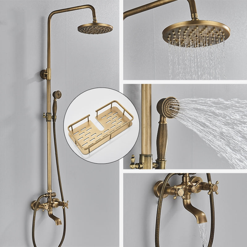 Vintage Copper Shower Kit with Brass Tap and Functional Showerheads | Lersk