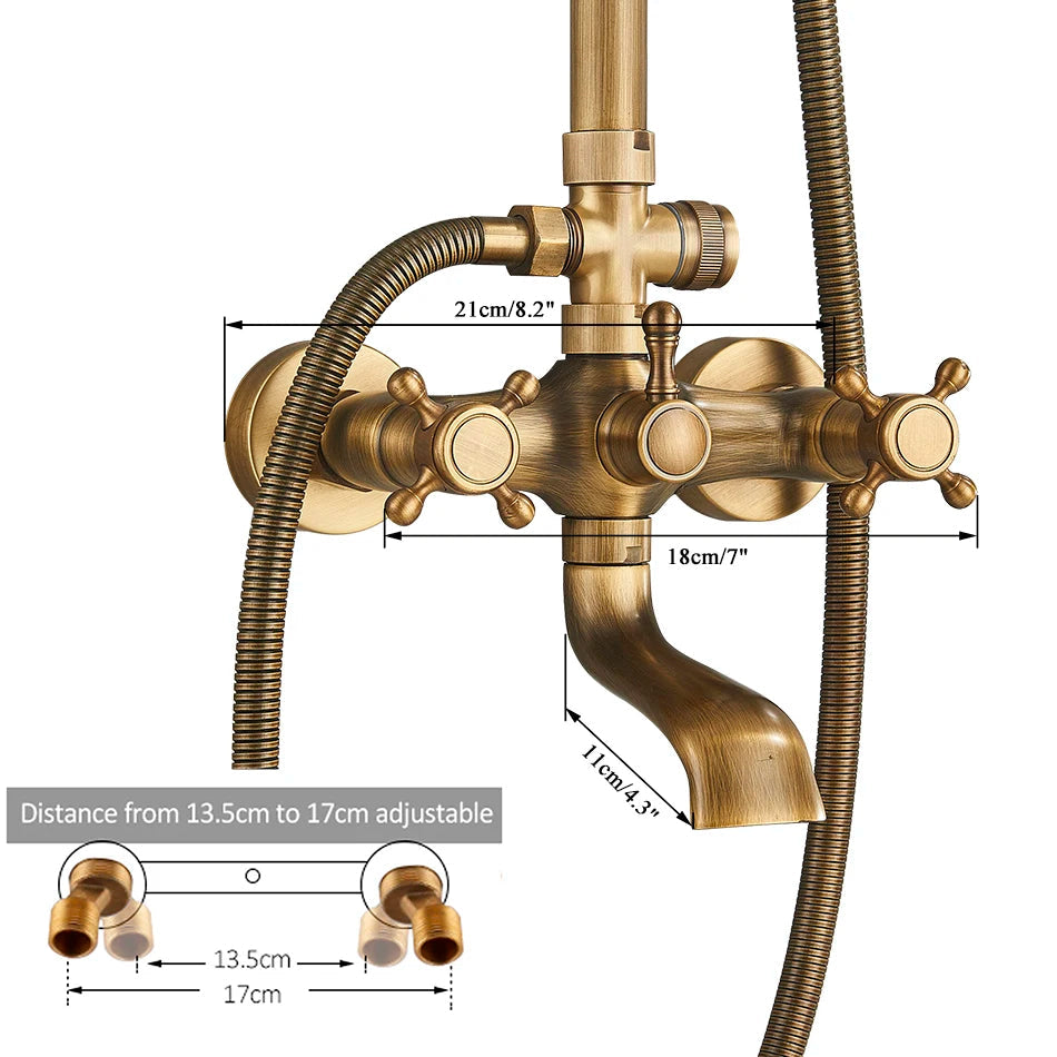 Marlen Classic Antique Brass vestavěný sprchový systém pro koupelnu a venkovní použití | Lersk