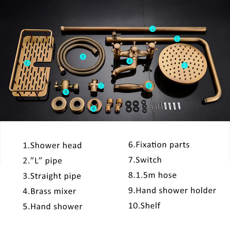 Vintage Copper Shower Kit with Brass Tap and Functional Showerheads | Lersk