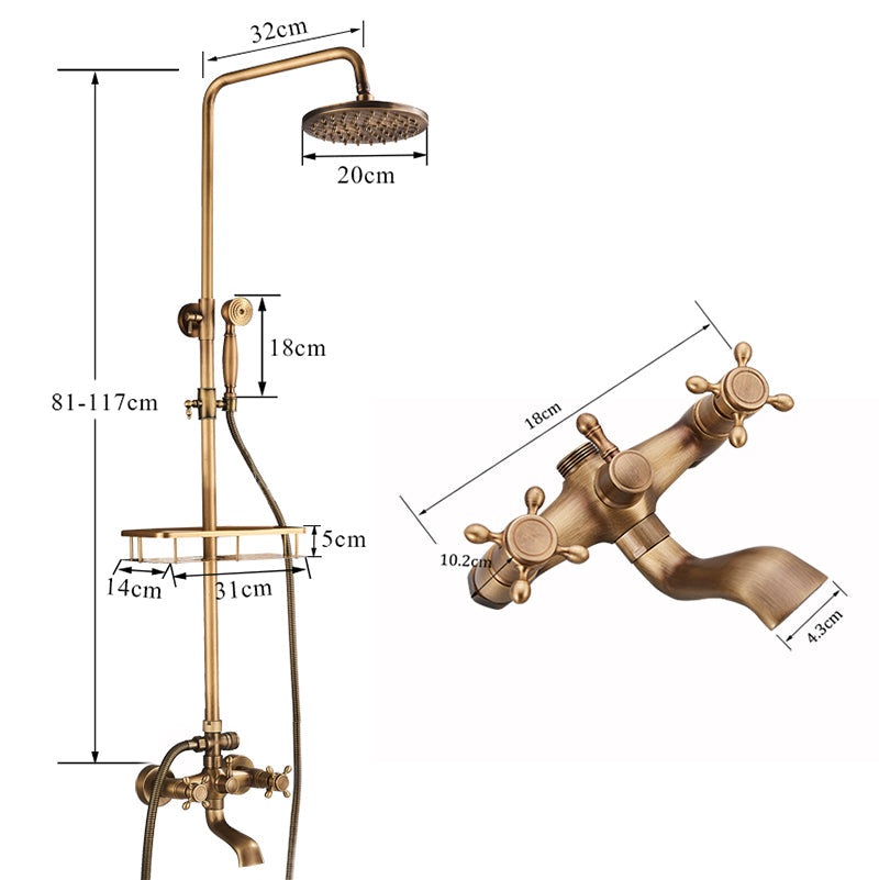 Vintage Copper Shower Kit with Brass Tap and Functional Showerheads | Lersk