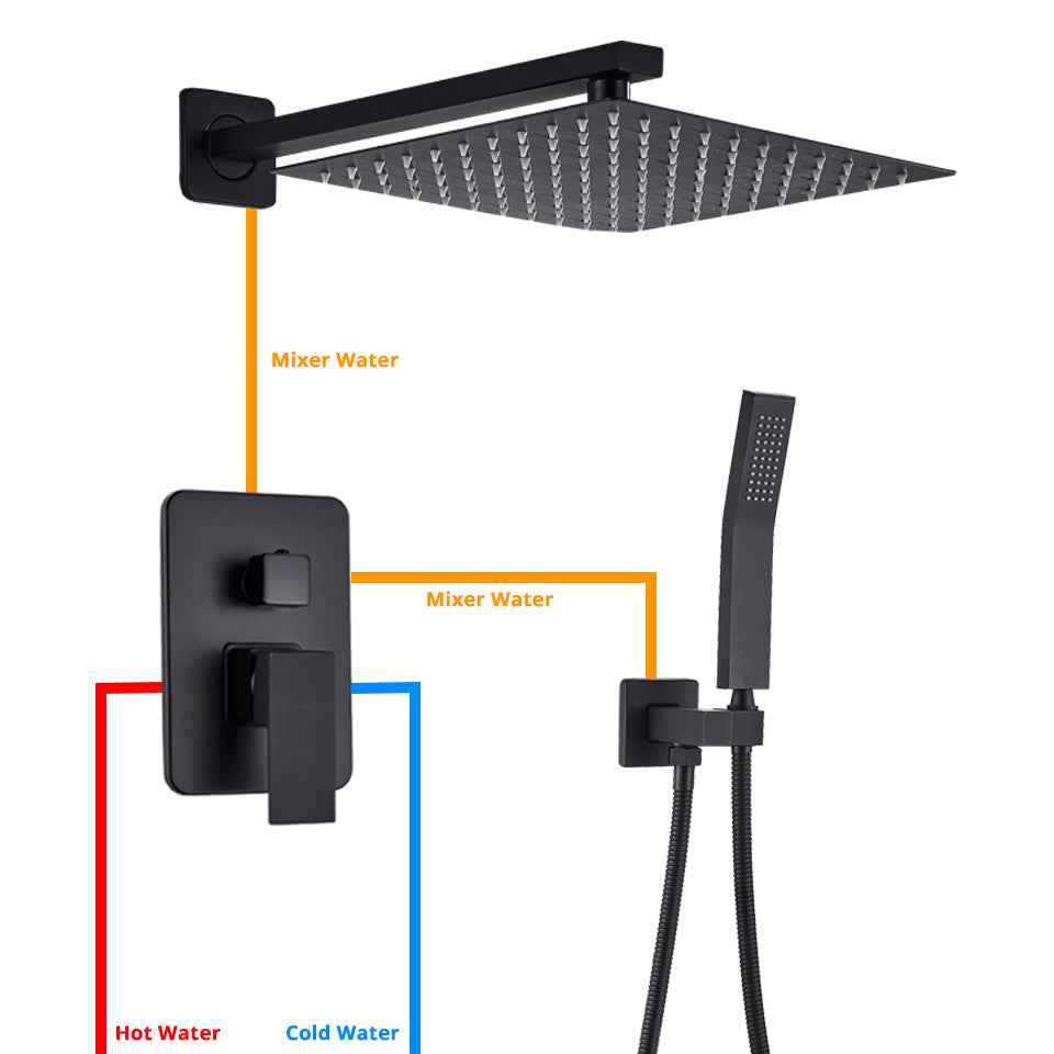 Modern Black 3-Piece Bath and Shower Set | Lersk