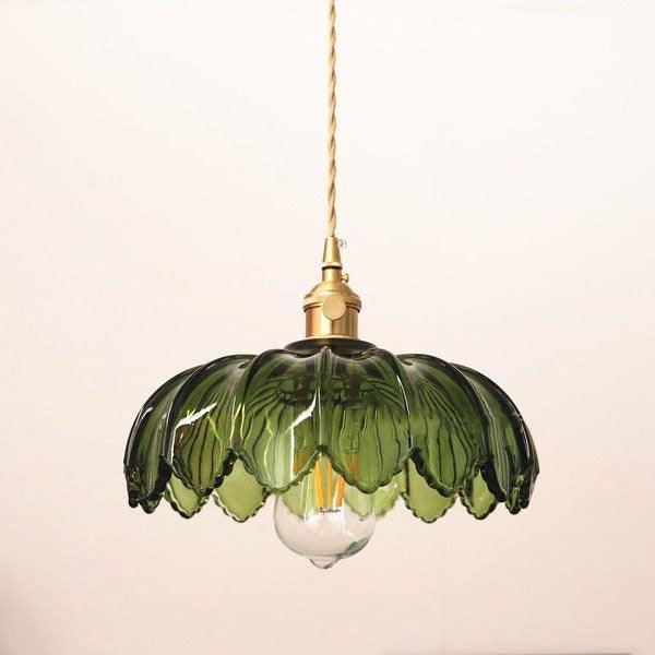 Lyra Lotus Glass Pendant Light with Brushed Brass Holder and Bulb Included | Lersk