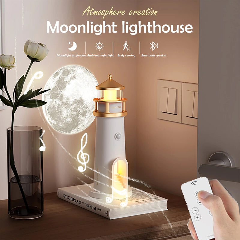 Lighthouse Moon Projector Lamp Bluetooth Speaker Bedroom | Lersk