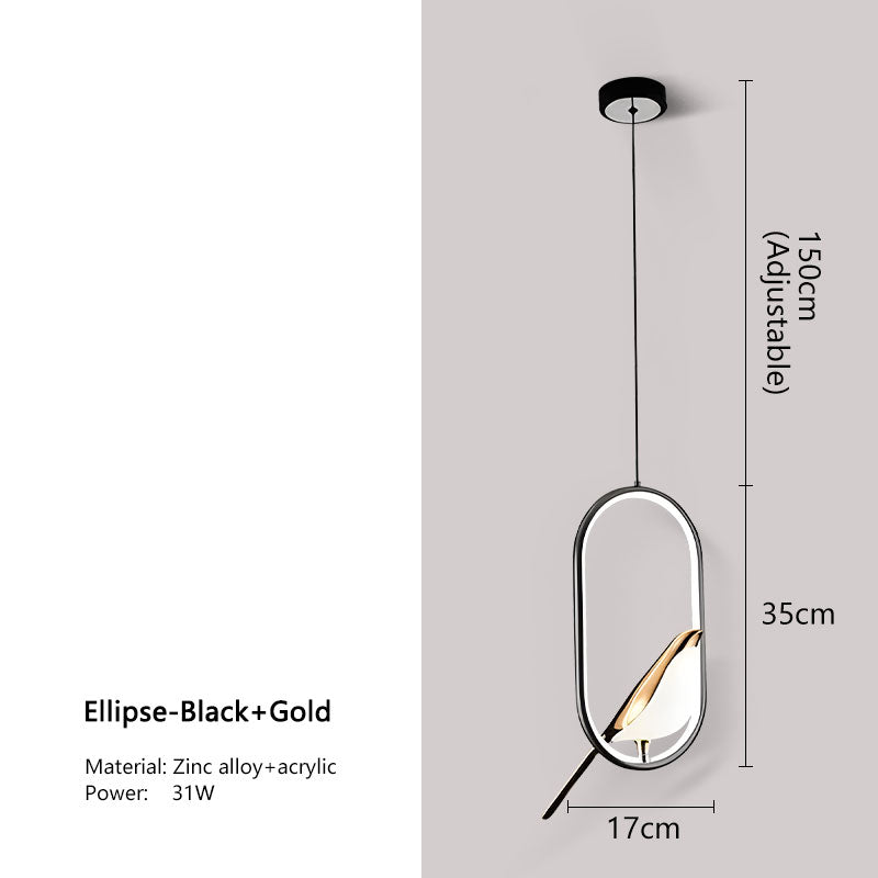 Lampada a sospensione LED Nordic Magpie per illuminazione ambientale della camera da letto | Lersk