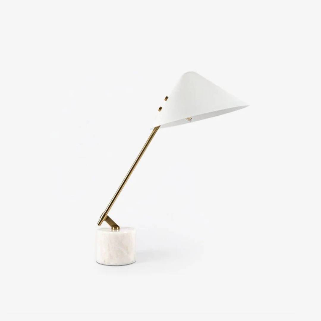 Elegant bordlampe med marmorbase Moderne skrivebordslampe i messing | Lersk