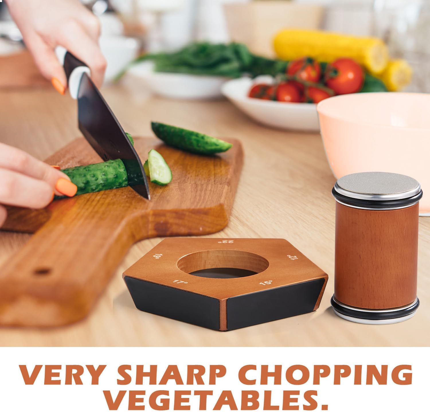 Quellio Edge Diamond Roller Knife Sharpener Pro Wood Base | Lersk