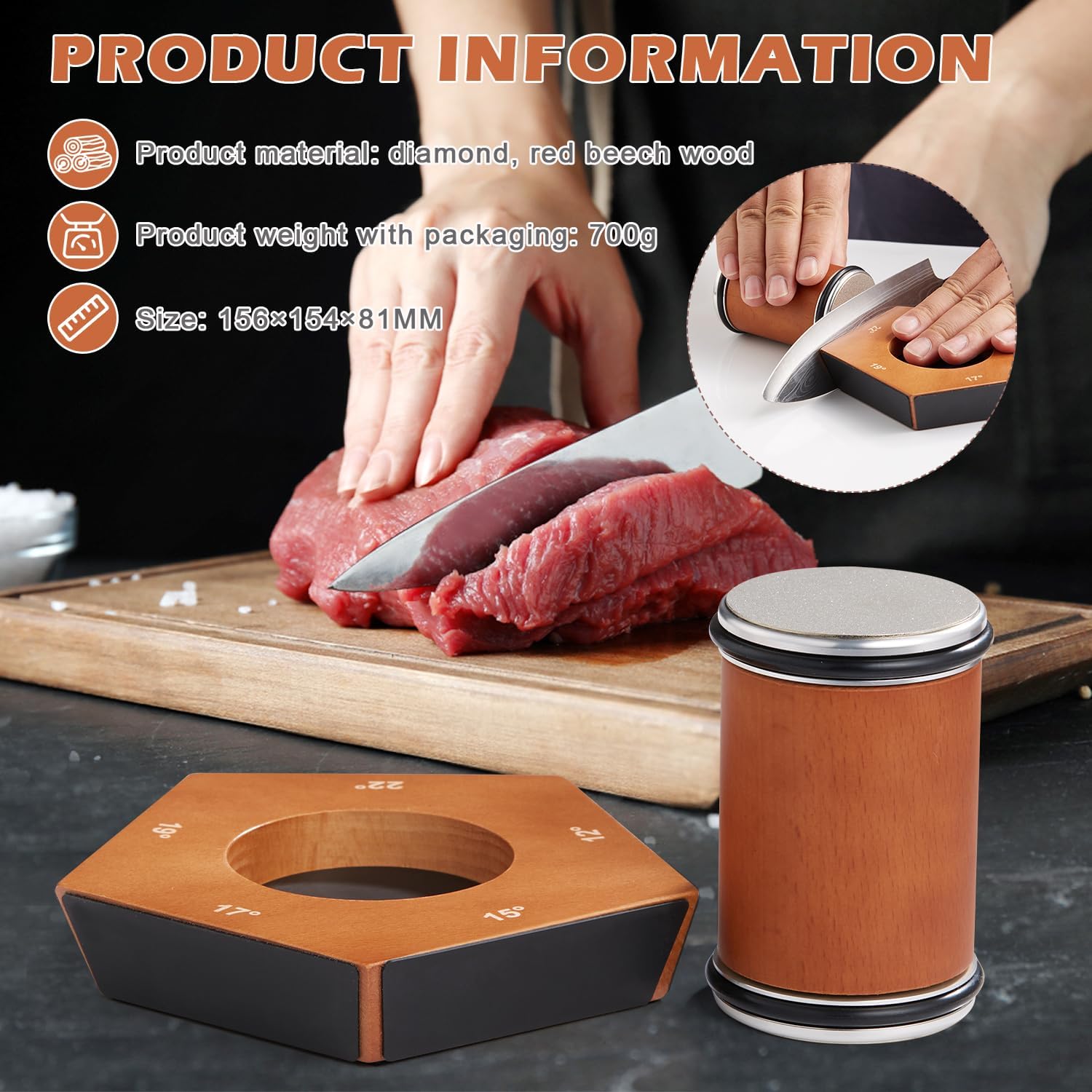 Quellio Edge Diamond Roller Knife Sharpener Pro Wood Base | Lersk