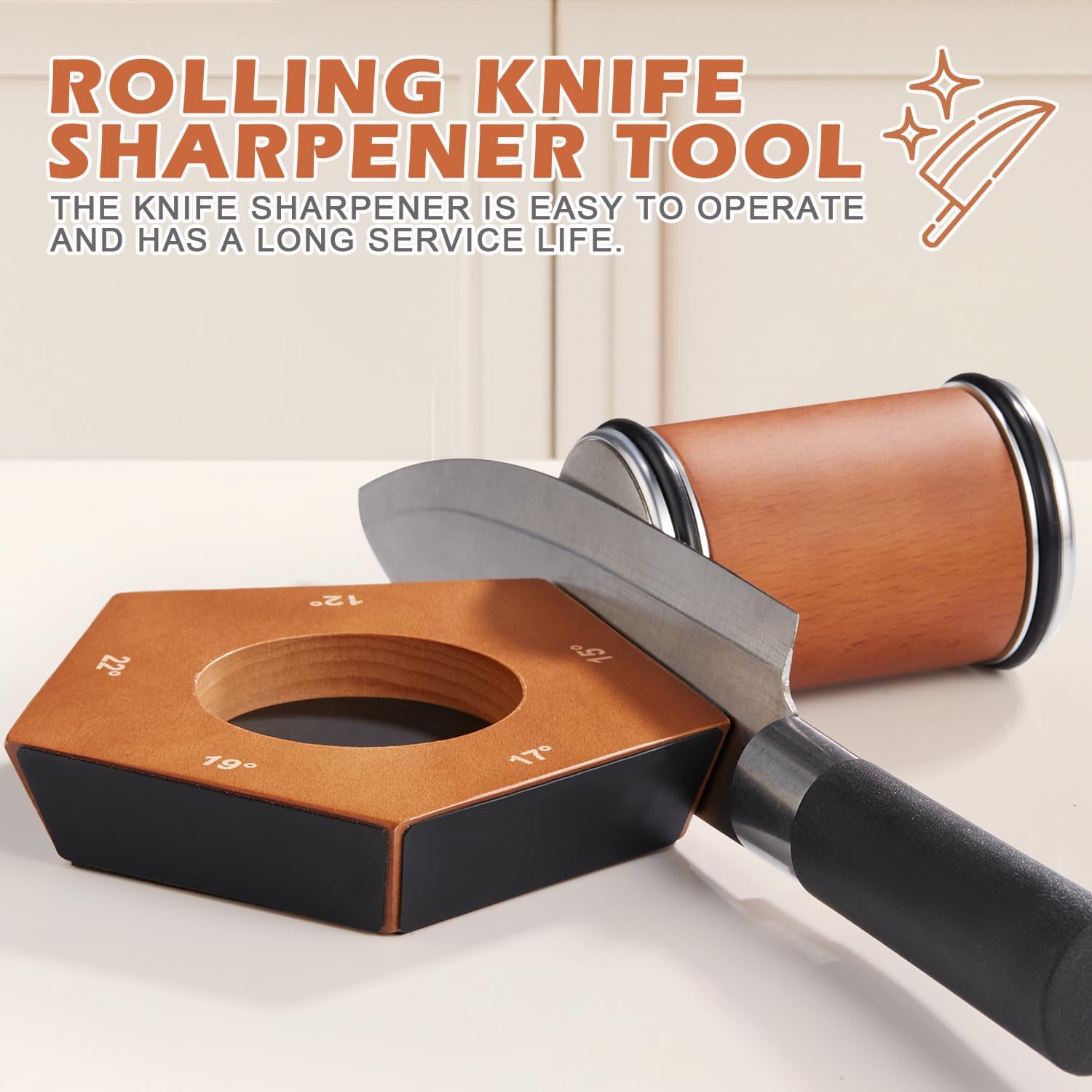 Quellio Edge Diamond Roller Knife Sharpener Pro Wood Base | Lersk