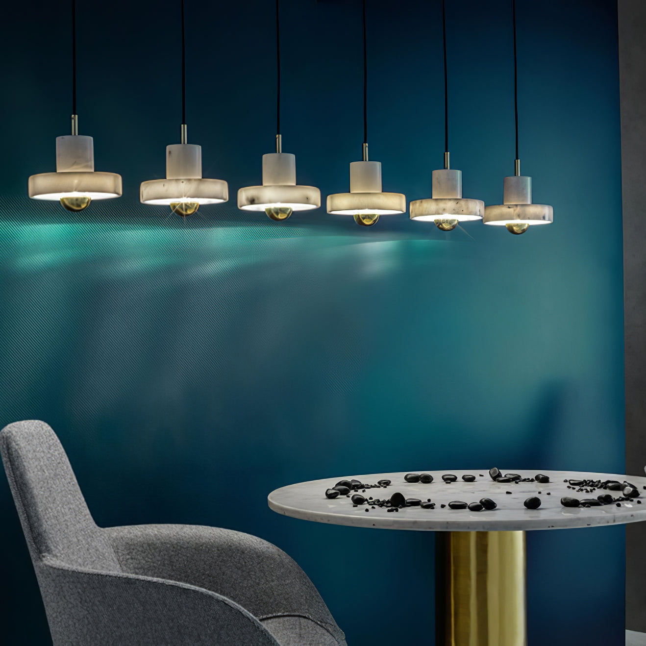 Aurea Marble Pendant Light With Elegant Warm Metal Accents | Lersk