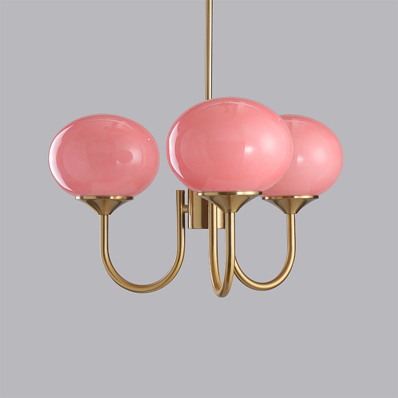 Alora Marshmallow Chandelier With Pink Glass Shades | Lersk