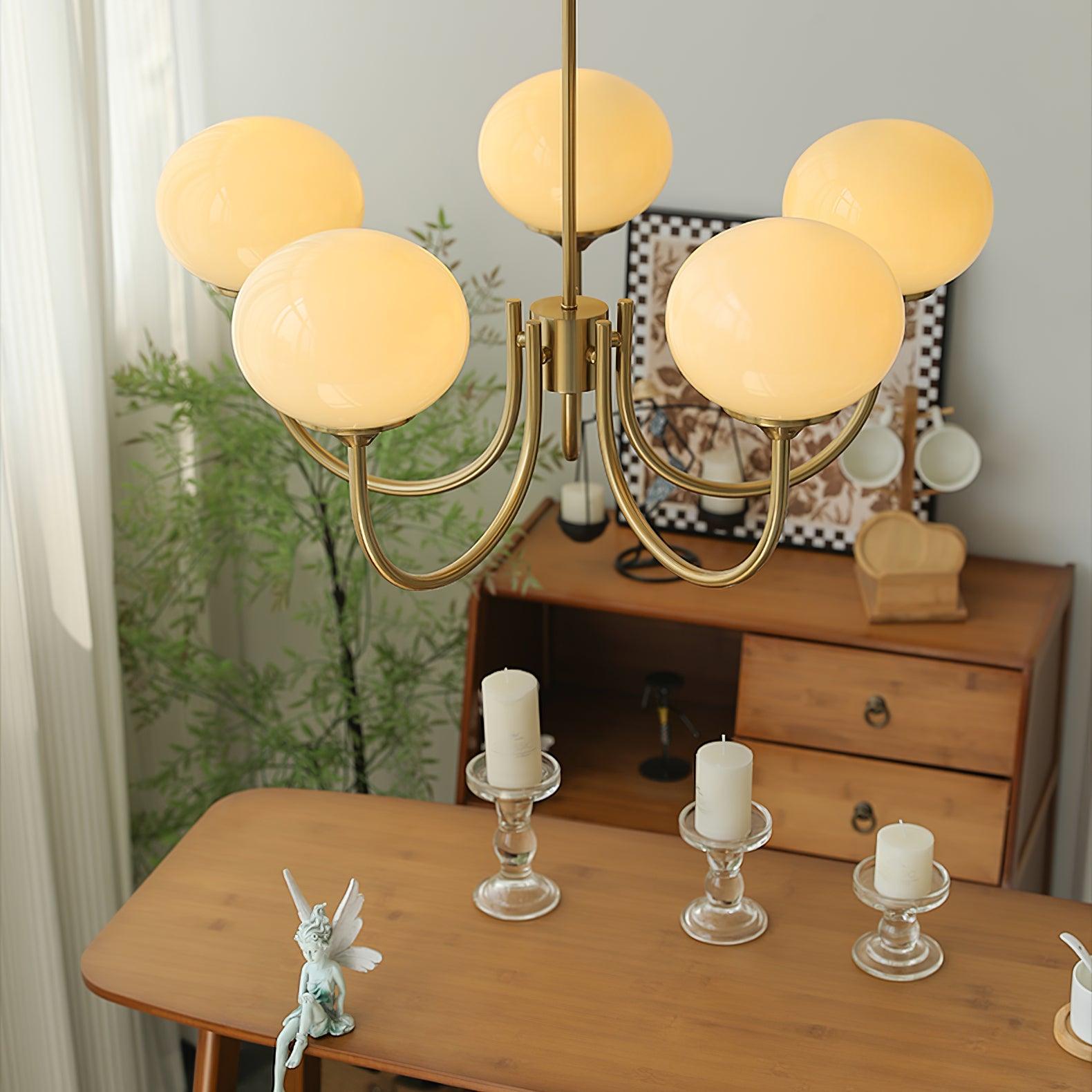 Alora Marshmallow Chandelier With Pink Glass Shades | Lersk