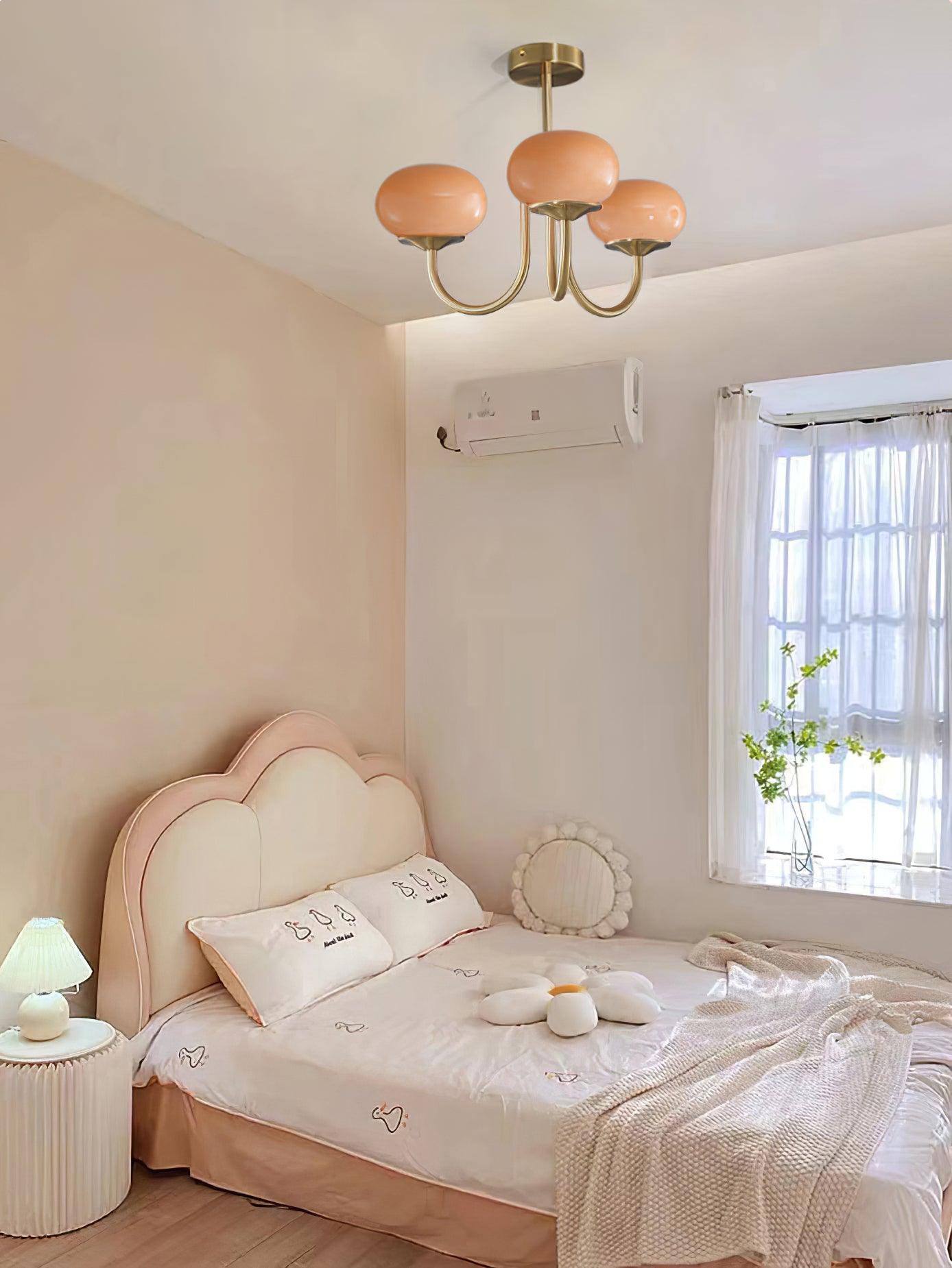 Alora Marshmallow Chandelier With Pink Glass Shades | Lersk