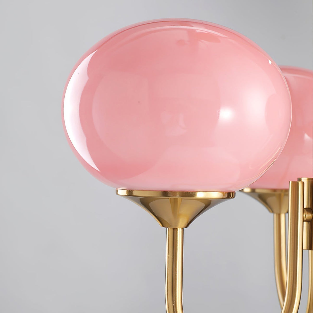 Lumara Marshmallow LED Chandelier In Gold Finish And Pink Glass Shades