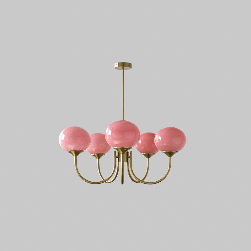 Alora Marshmallow Chandelier With Pink Glass Shades | Lersk