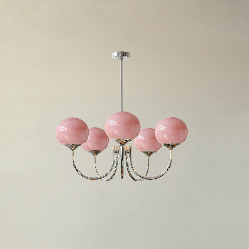 Alora Marshmallow Chandelier With Pink Glass Shades | Lersk