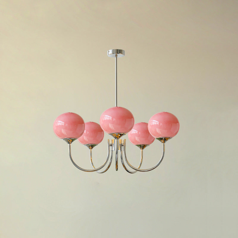 Alora Marshmallow Chandelier With Pink Glass Shades | Lersk