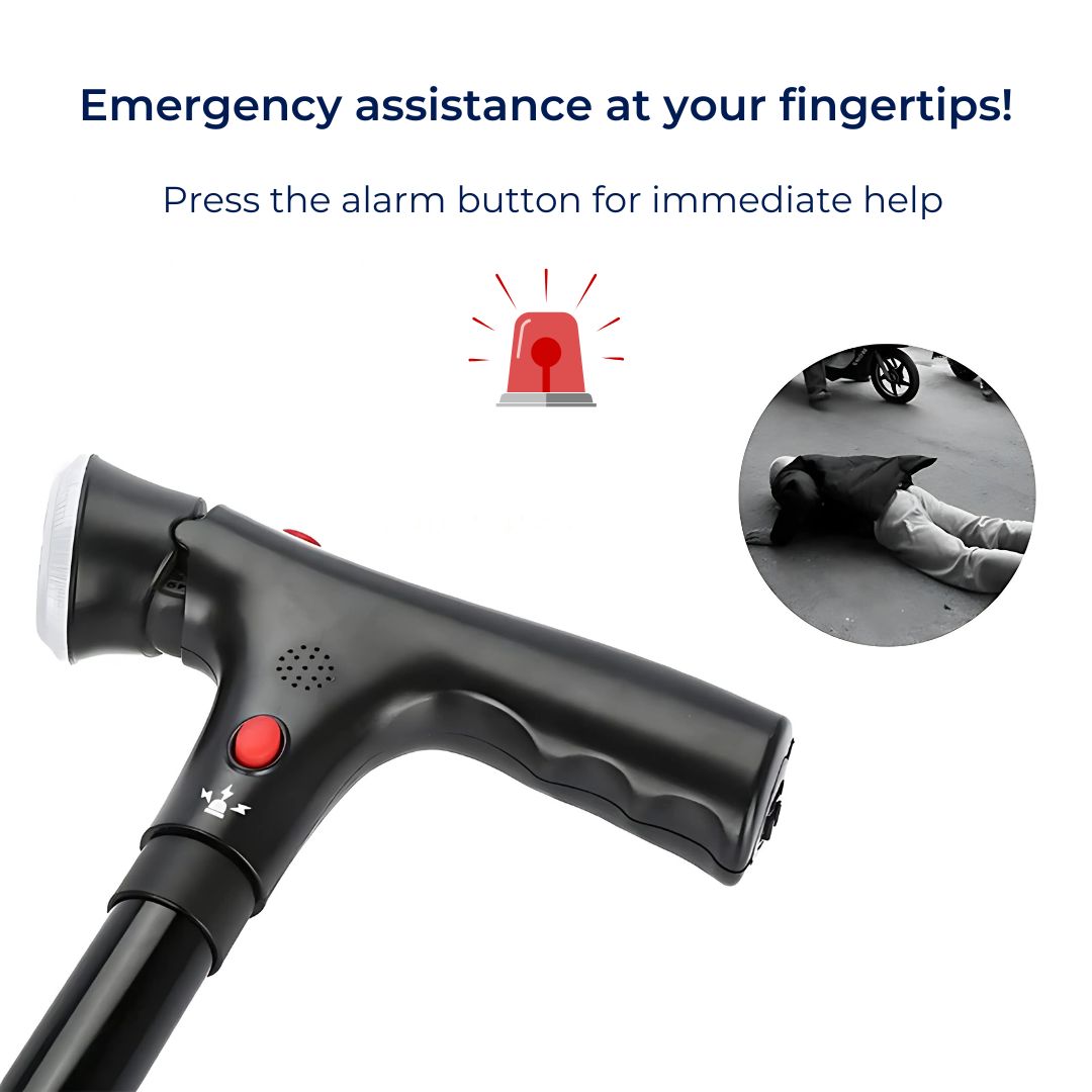 TrailEase Folding Telescopic Cane With LED Light And Alarm | Lersk