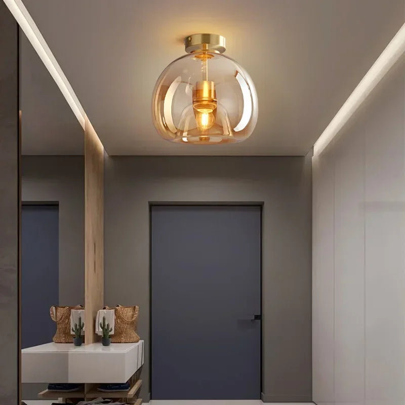 Aurora skleněné stropní svítidlo s elegantním minimalistickým zářivým osvětlením | Lersk