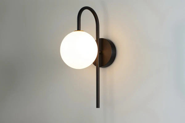 Solara Brass Wall Light With Opal Glass Shade Vertical Glow | Lersk