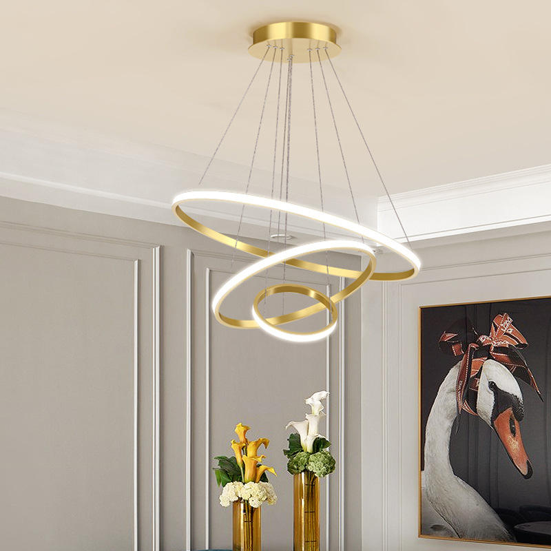 Virell Spiral LED Chandelier Modern Ceiling Light With Circular Rings | Lersk