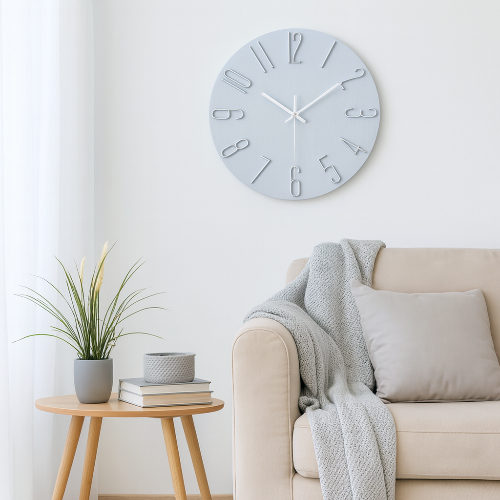 Moderní tichý nástěnný quartzový hodiny pro současné obývací pokoje, kanceláře a minimalistické prostory | Lersk