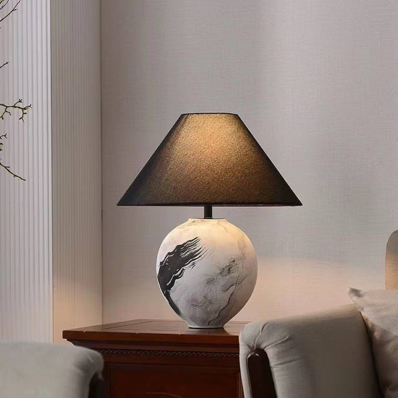 Marble Pattern Ceramic Lamp With Soft Ambient Lighting For Modern Homes | Lersk