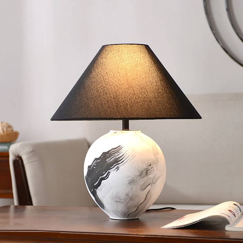 Marble Pattern Ceramic Lamp With Soft Ambient Lighting For Modern Homes | Lersk