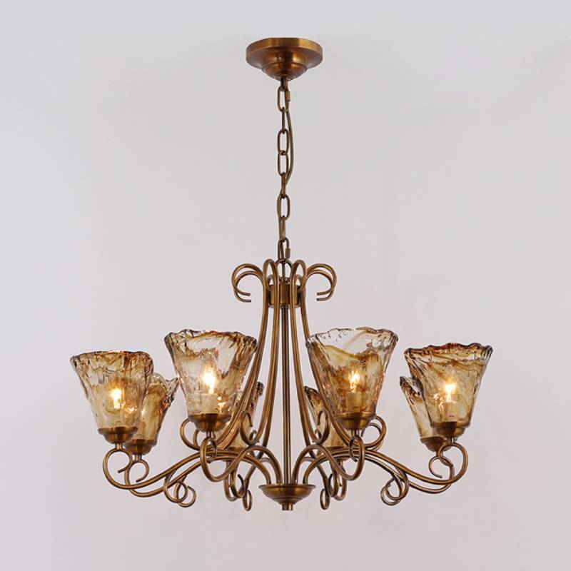 Lustre en verre vintage en laiton, lampe de plafond classique pour salons et salles à manger | Lersk
