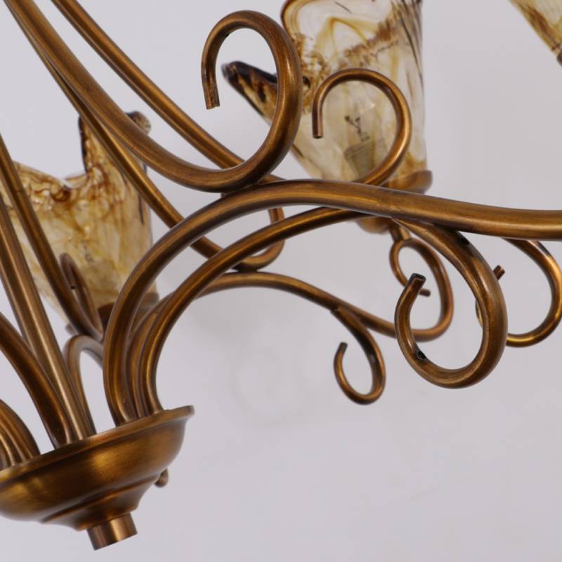 Lustre en verre vintage en laiton, lampe de plafond classique pour salons et salles à manger | Lersk