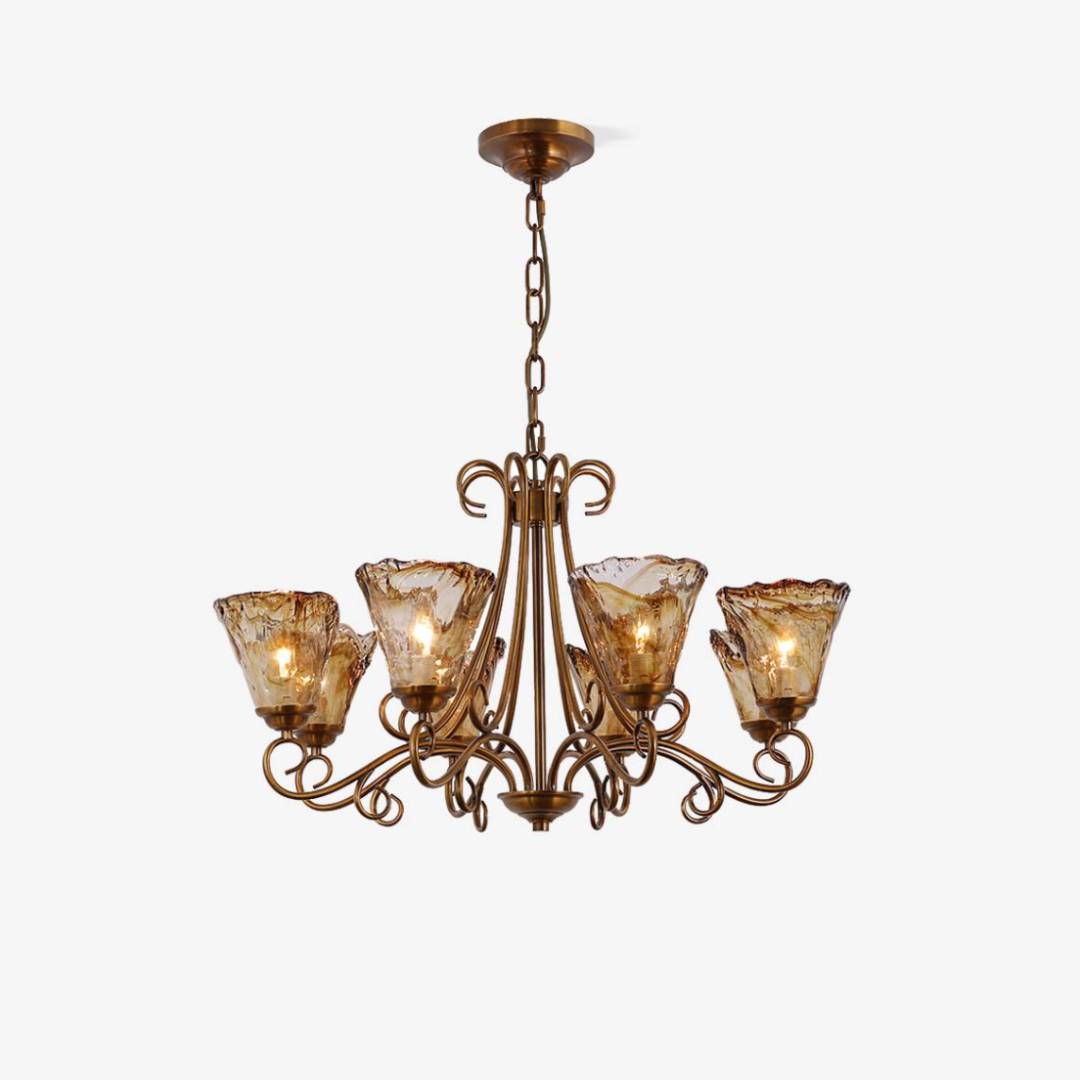 Lustre en verre vintage en laiton, lampe de plafond classique pour salons et salles à manger | Lersk
