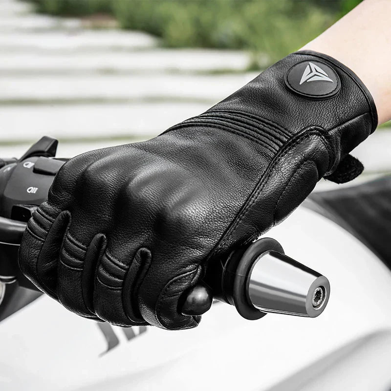 Leather Touchscreen Moto Gloves with Waterproof Protection | Lersk