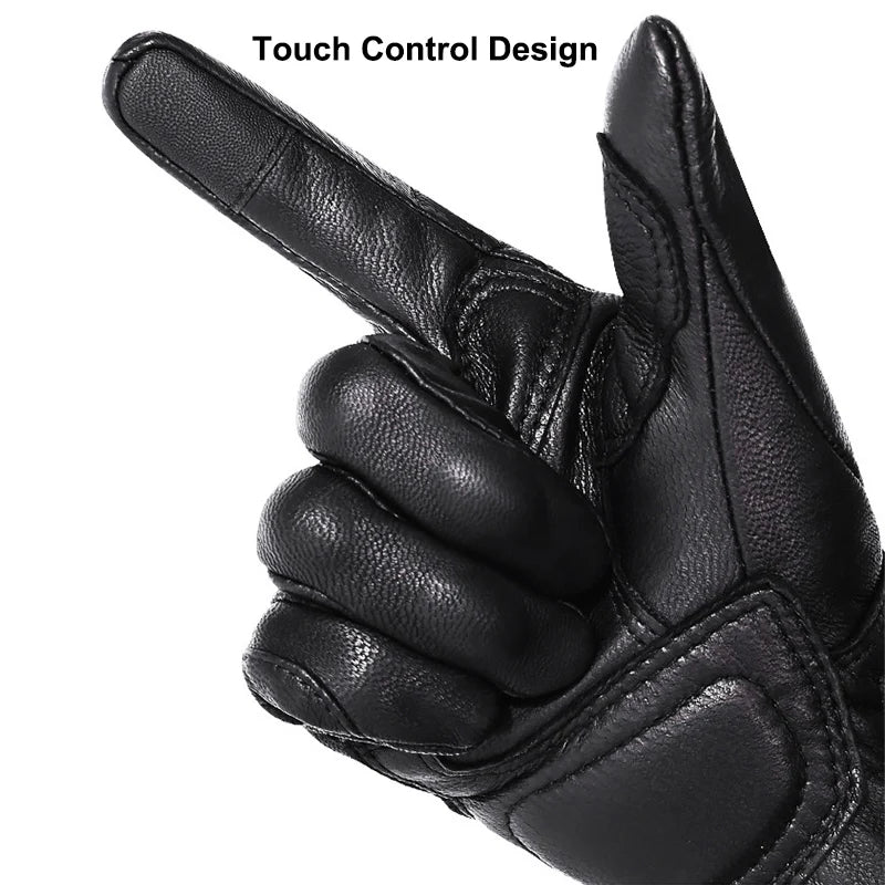 Leather Touchscreen Moto Gloves with Waterproof Protection | Lersk