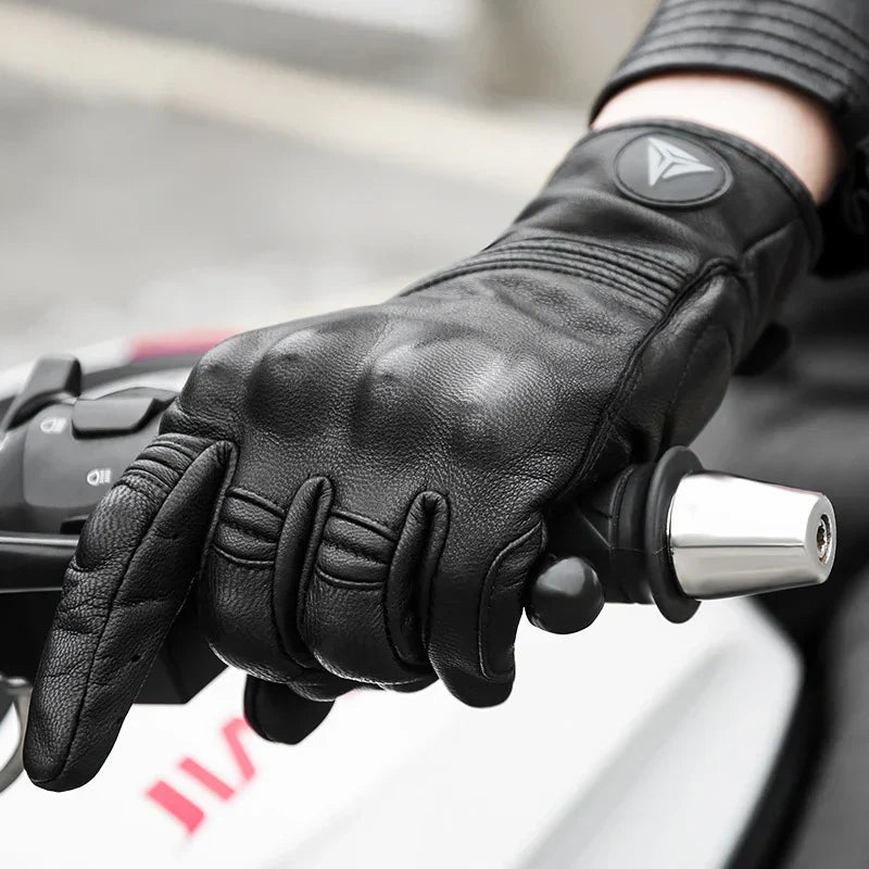 Leather Touchscreen Moto Gloves with Waterproof Protection | Lersk
