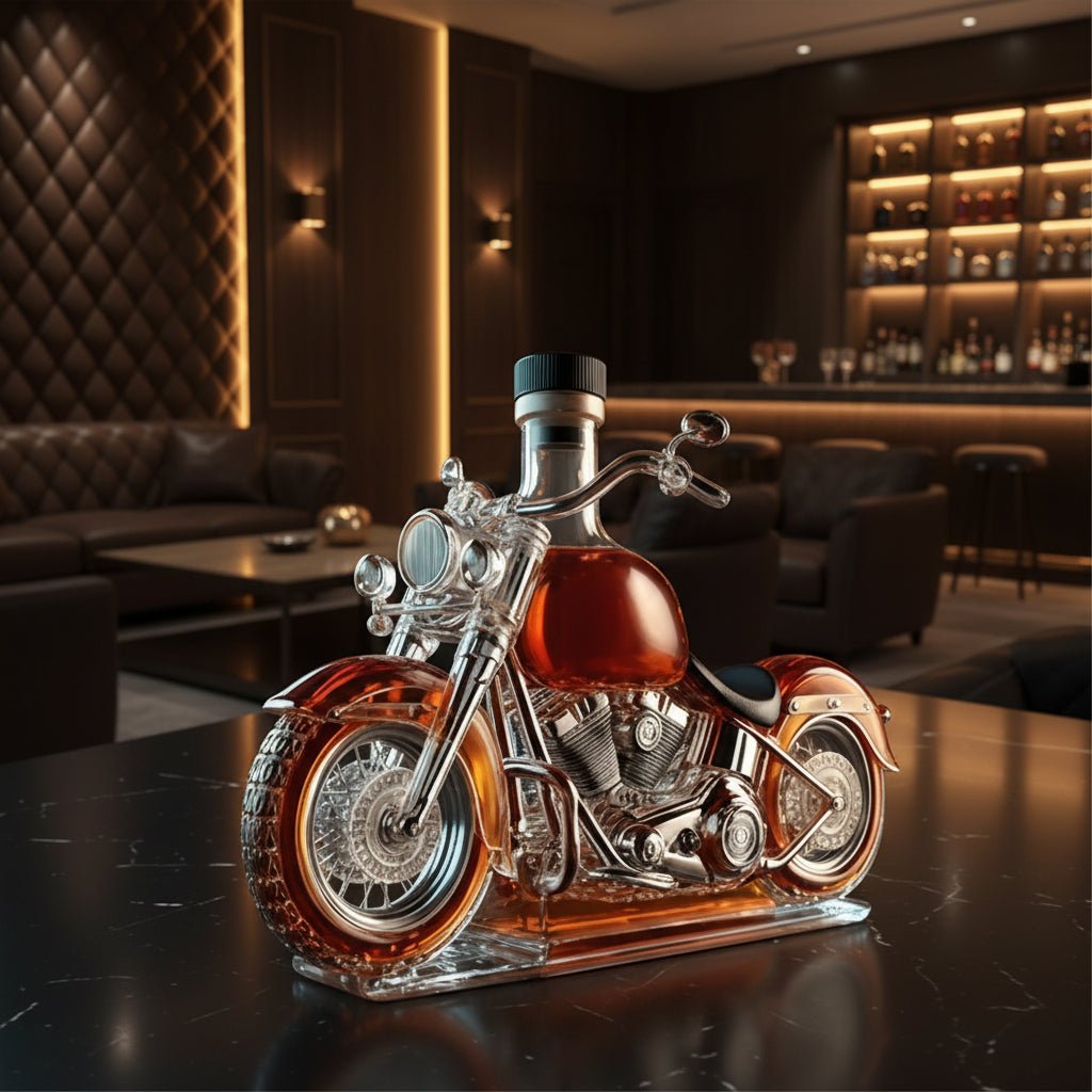 V-Twin Motorrad Whiskey-Dekanter Glasflasche Bar-Dekor | Lersk