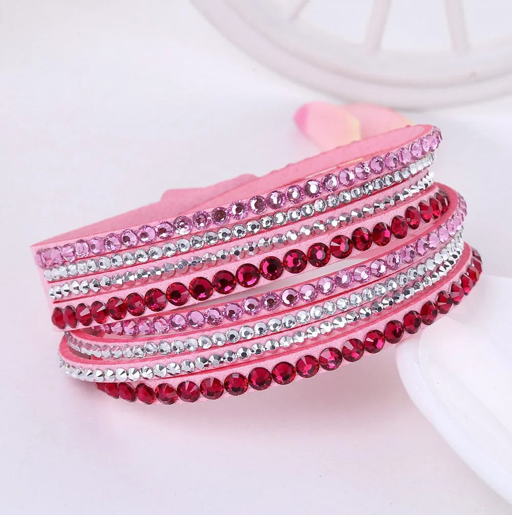 Rhinestone Wrap Bracelet Multi Layered Sparkling All Round Design for Glam Lovers | Lersk