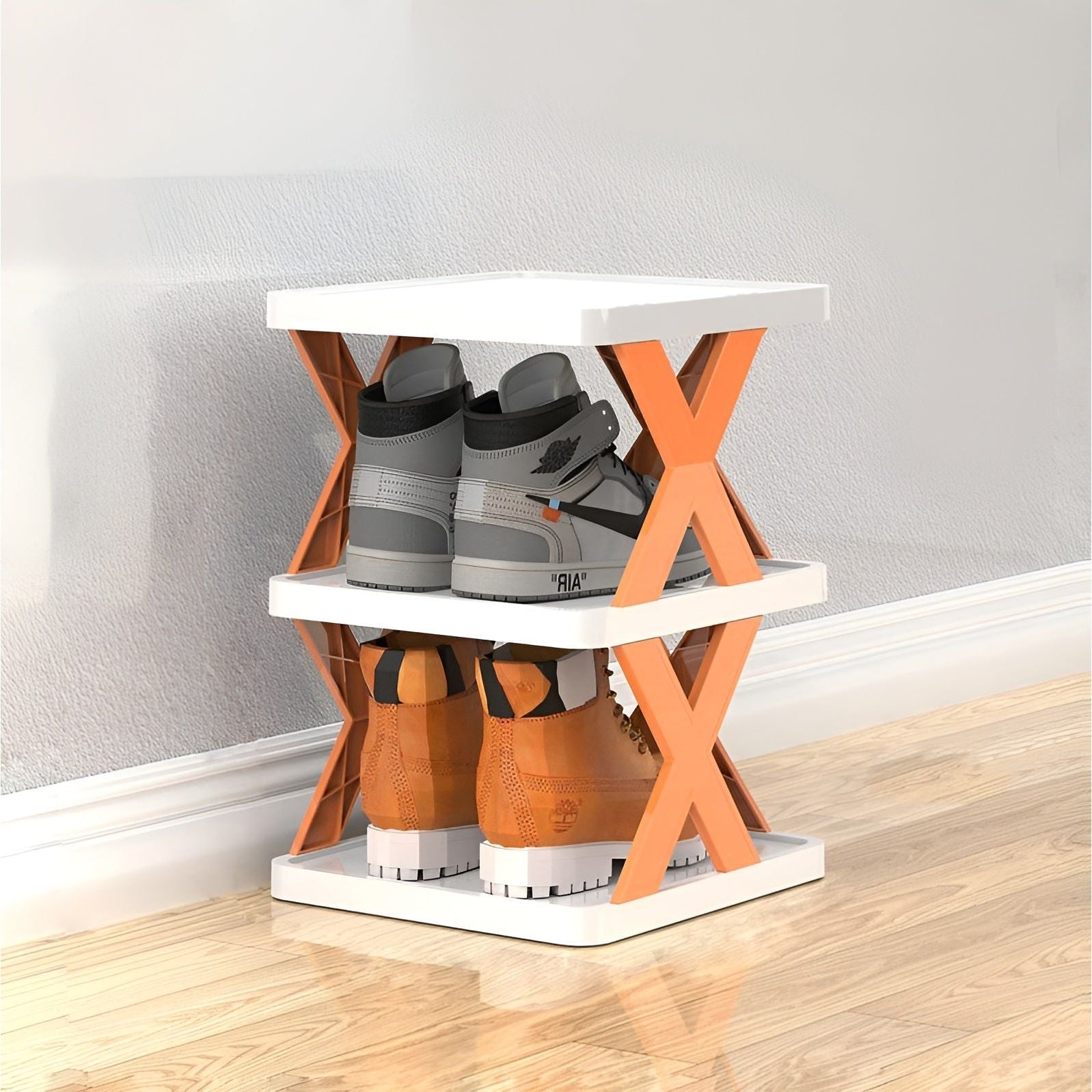 FlexiStack Klappbares Schuhregal mit mehreren Fächern, Organizer für kleine Räume in Fluren und Schränken | Lersk