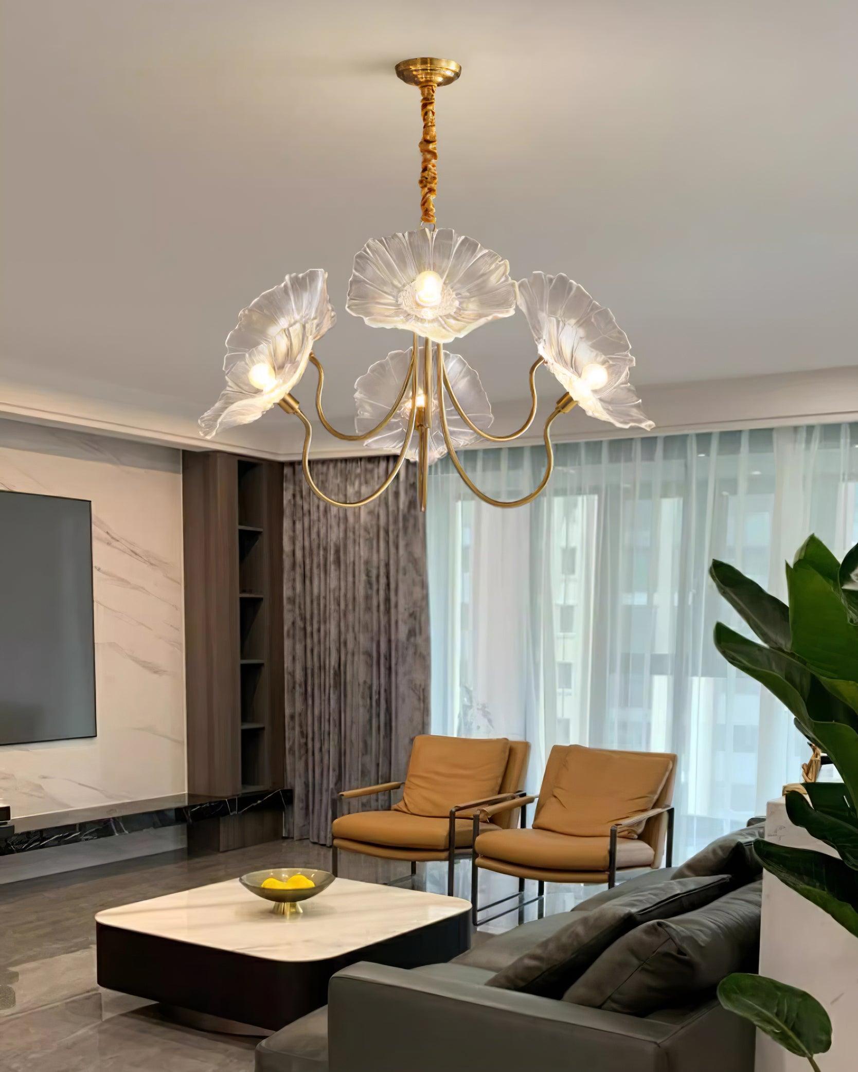 Murano Glass Flower Chandelier Elegant Soft Ambient Light For Modern Homes | Lersk