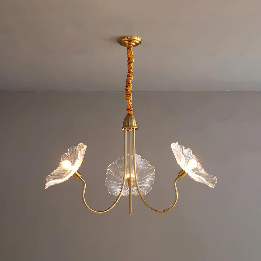 Lampadario Lyria in Vetro a Forma di Fiore con Luce a Foglia Opaca | Lersk