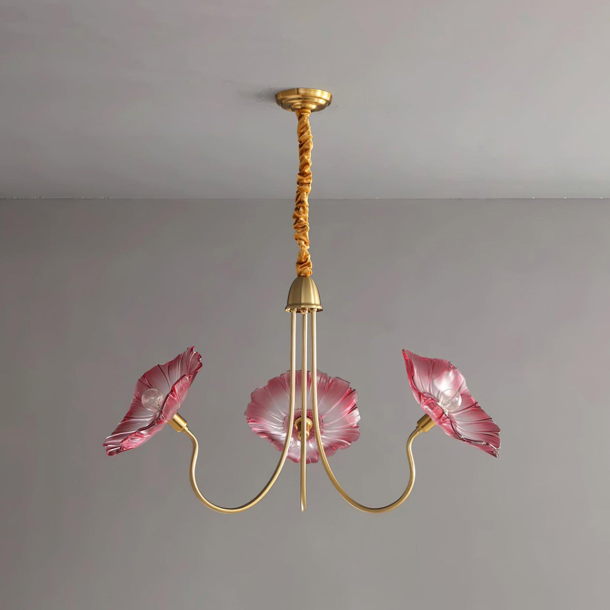 Lyria Glass Flower Chandelier With Frosted Leaf Bloom Light
