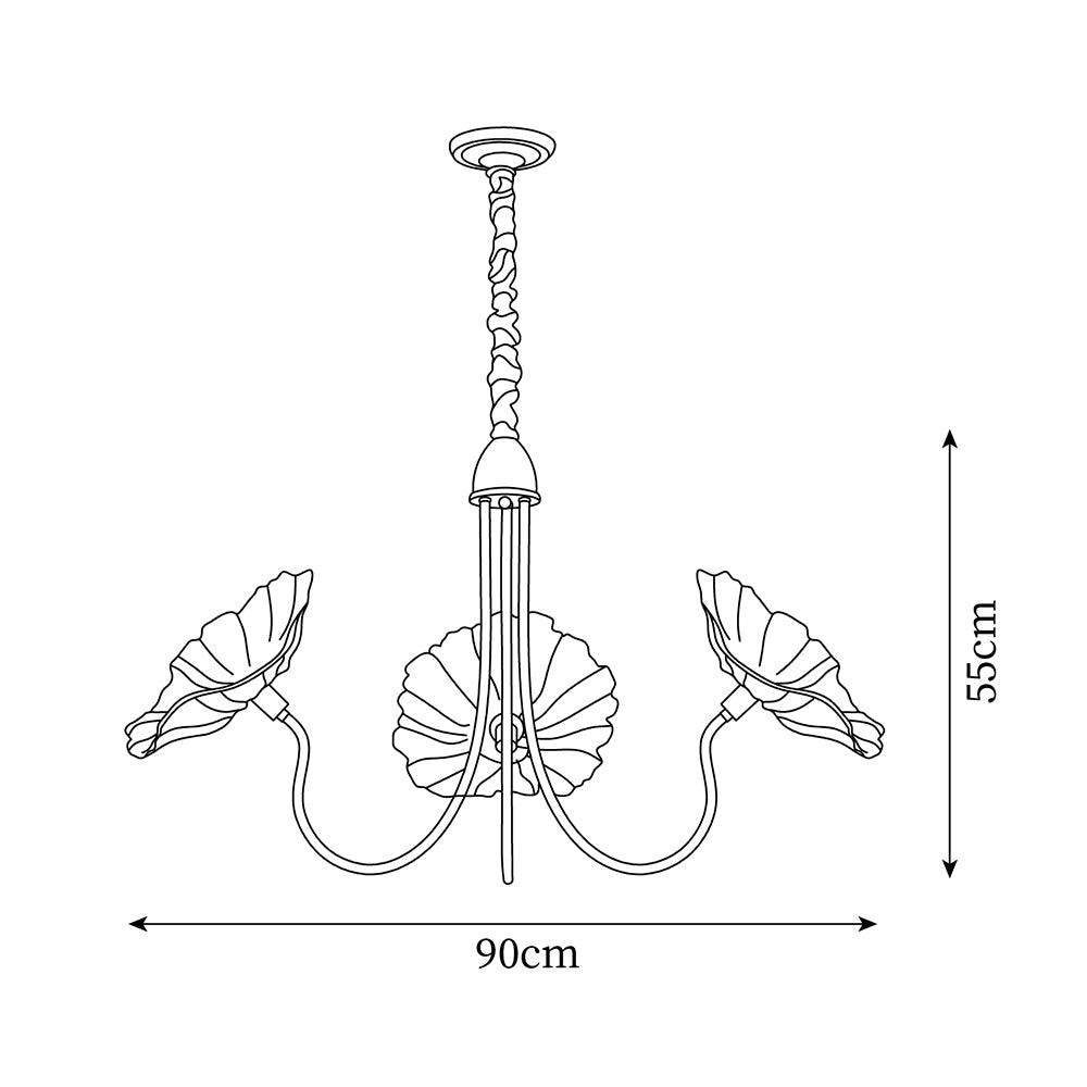 Lampadario Lyria in Vetro a Forma di Fiore con Luce a Foglia Opaca | Lersk
