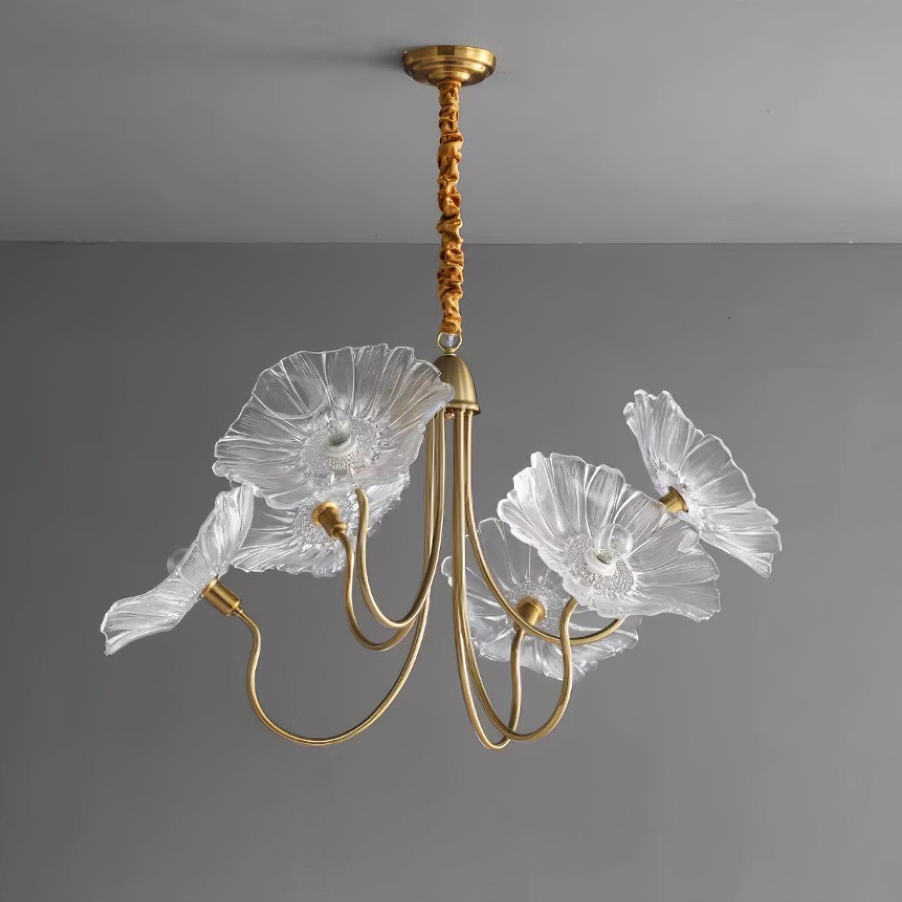 Lampadario Lyria in Vetro a Forma di Fiore con Luce a Foglia Opaca | Lersk