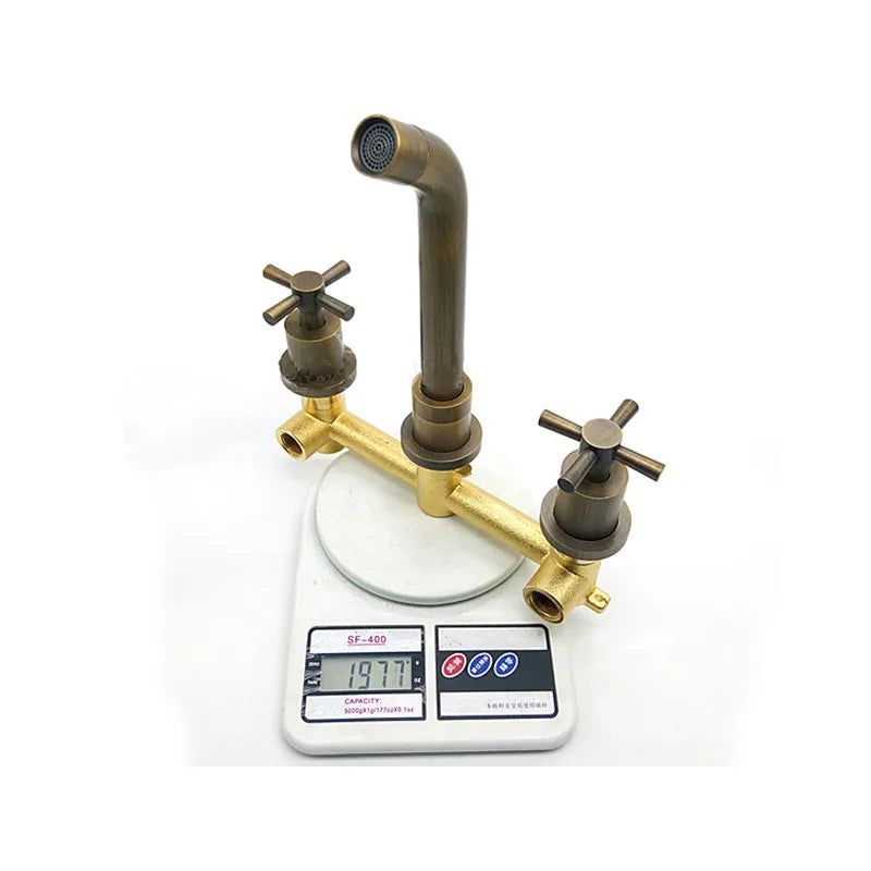 Lorien Brass Wall Faucet With Dual Handles Vintage-Style | Lersk
