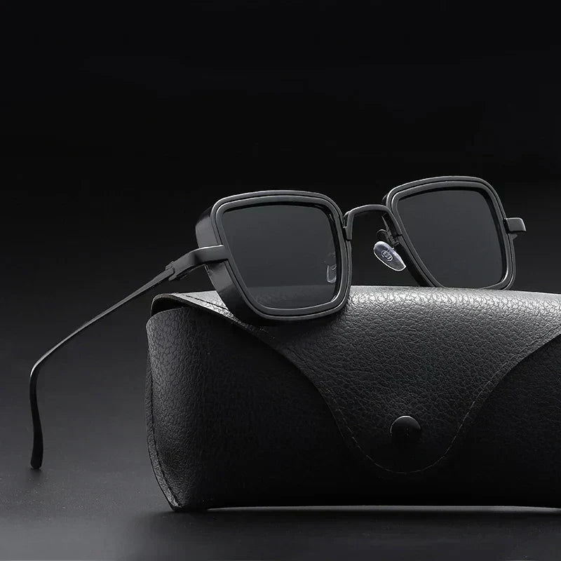 Aurex Retro Square Sunglasses With UV400 Gold Frame