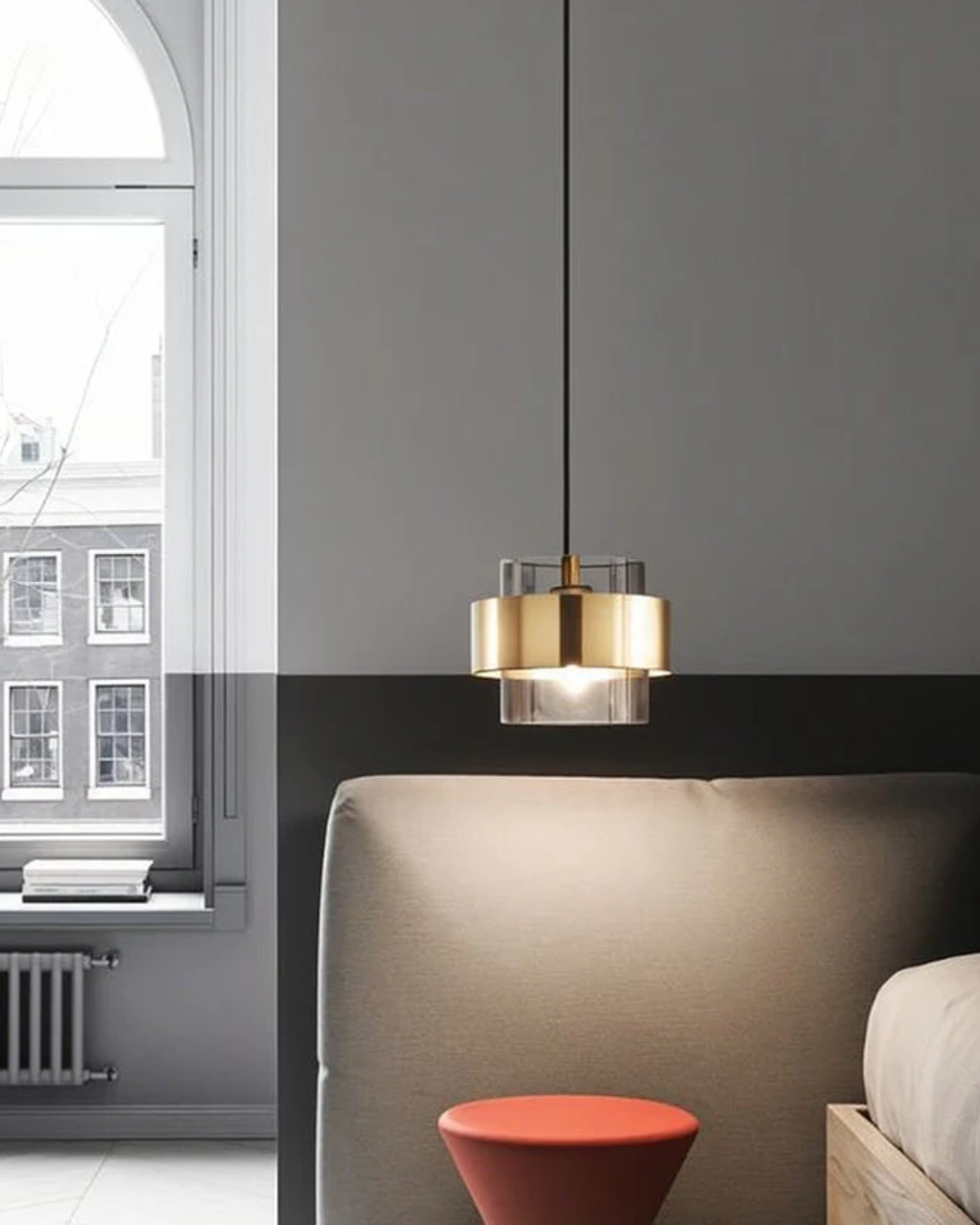 Solara Gold Glass Pendant Light with Industrial Edge | Lersk