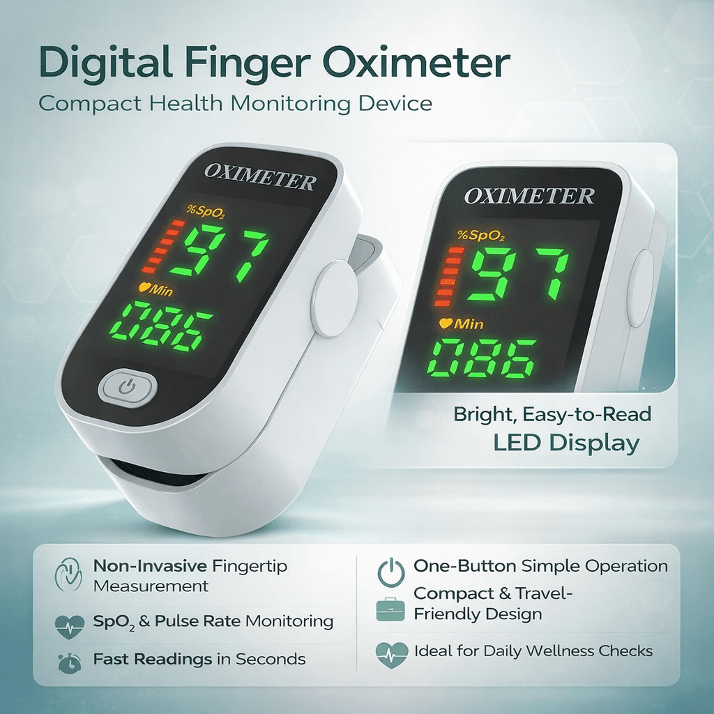 Non-Invasive Digital Pulse Oximeter Monitor, Compact Health Screening Device | Lersk