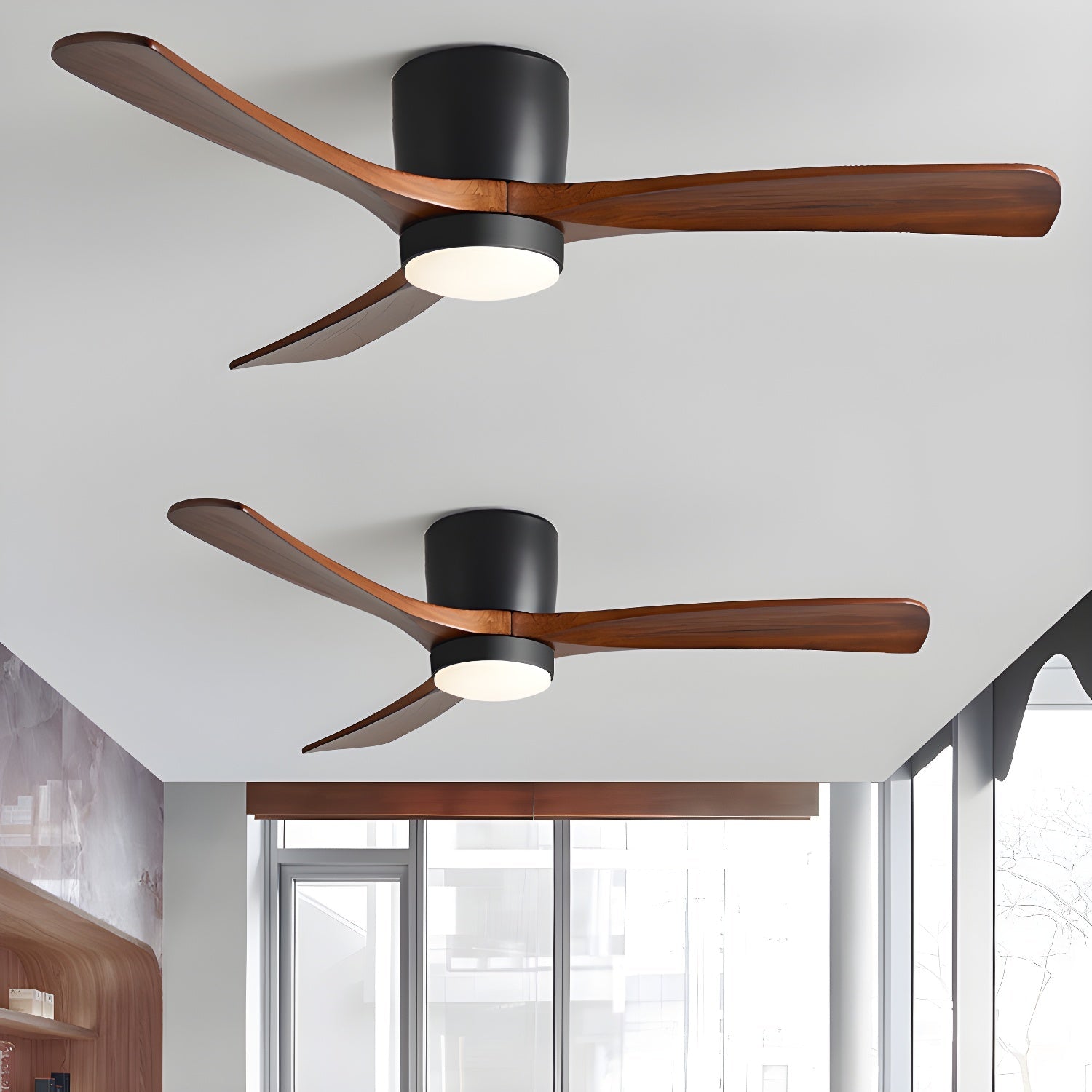 Lampa sufitowa z wentylatorem Everwood Nordic Wood 42 i 48 cali z oświetleniem LED | Lersk